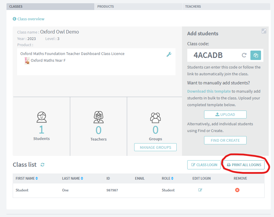 My students have their passwords what should I do? Oxford